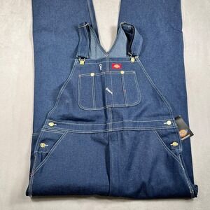 NWT Dickies Indigo Bib Overall Men 38x36 Durable Carpenter Pockets